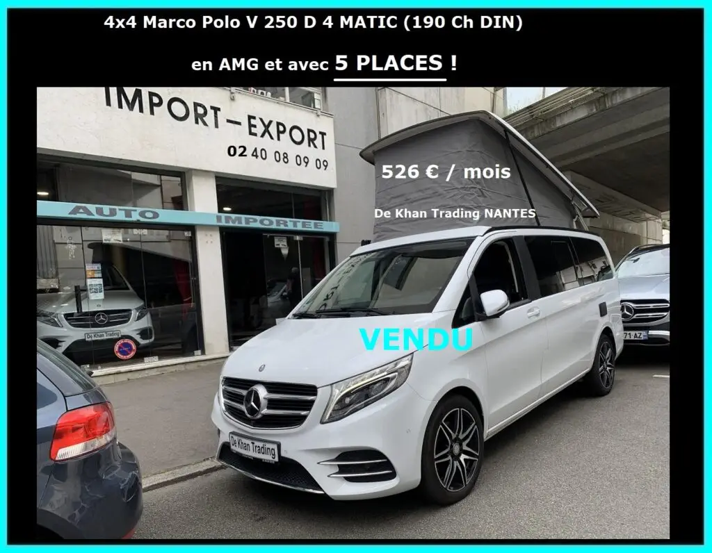 Calandre et Pare-choc AMG du 4x4 Marco Polo V 250 D 4 MATIC Blanc Cristal de Roche Métal avec 5 Places