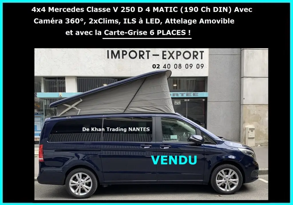 Toit Relevable du 4x4 Marco Polo V250D 4MATIC Bleu Cavansite METAL.