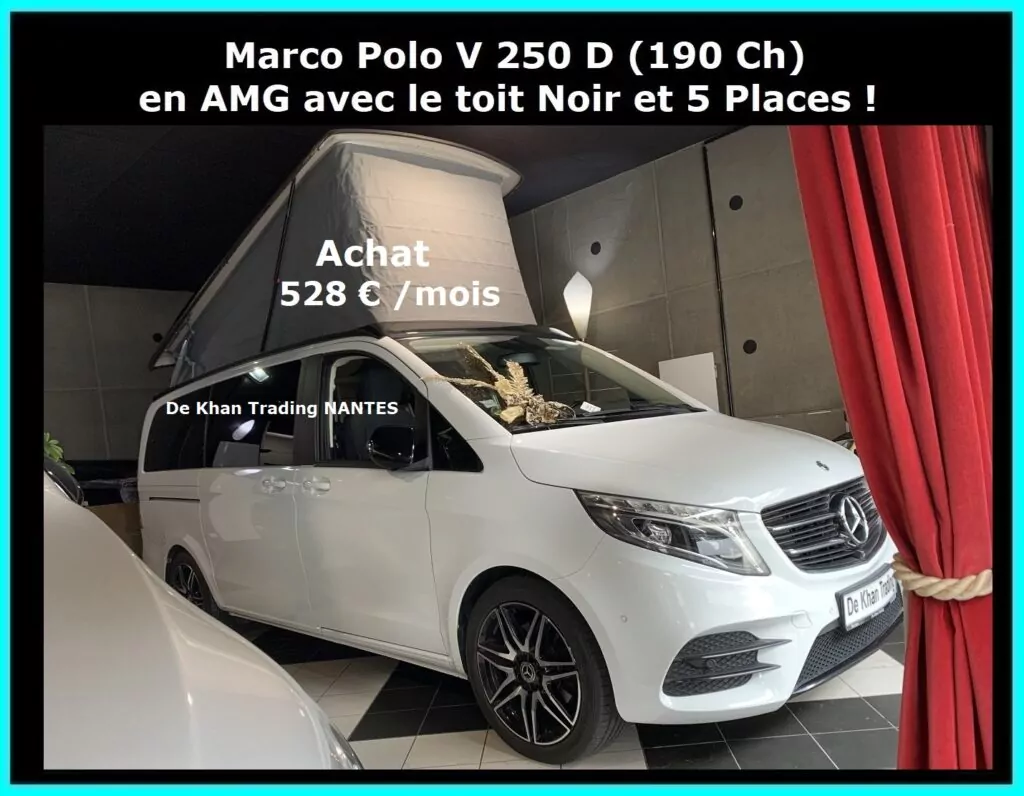 Pack AMG en Noir du Marco Polo V 250 D Blanc Cristal de Roche Métal avec 5 PLACES